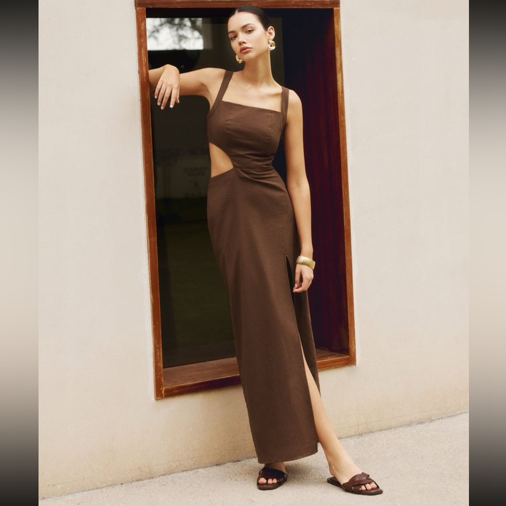 COMMENSE cutout linen dress size M.